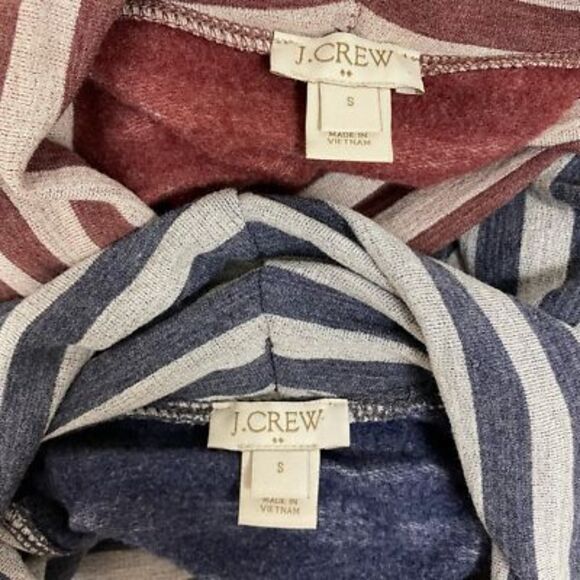 J.Crew Womens Lot Of 2 Pullover Sweatshirt red blue White Striped Stretch S - Picture 6 of 7